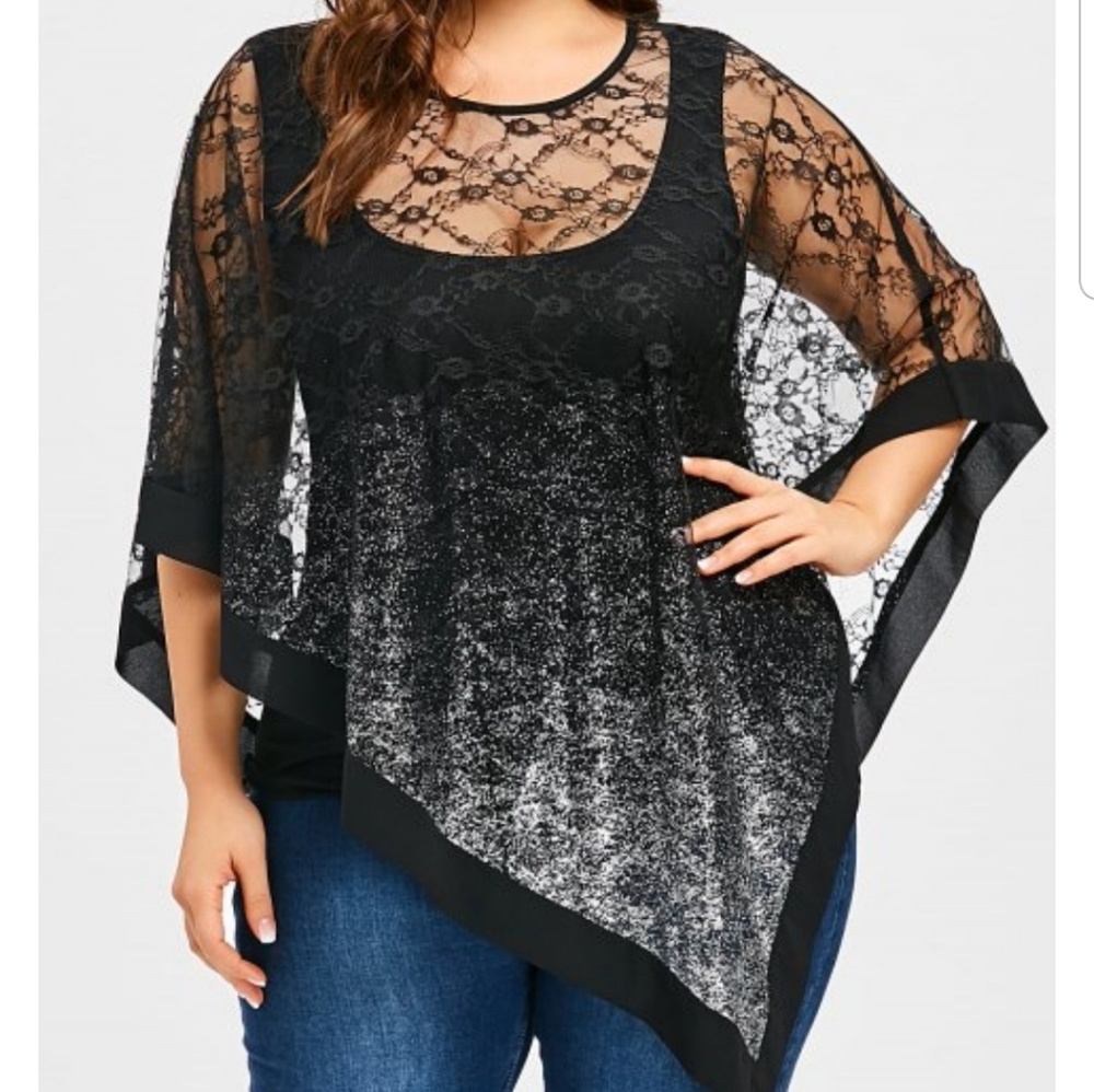 Lacy overlay Black Ombre Top